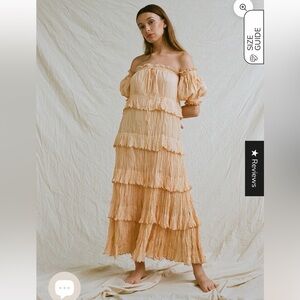 Rooh Collective Off-Shoulder Tiered Peach Dress. Large. Brand new.